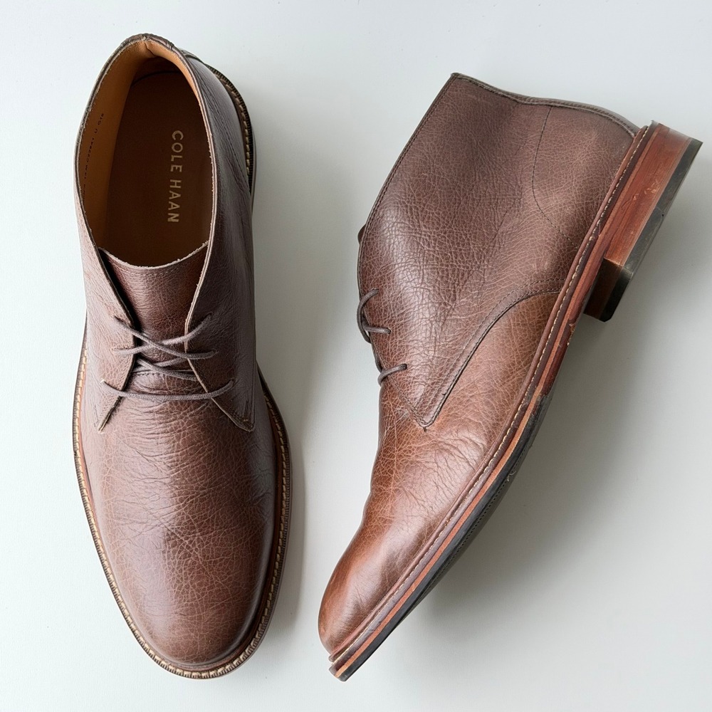 Cole Haan Chukka Boots Men 13 Brown‎ Leather Lace Up Dress Shoes Heritage Preppy